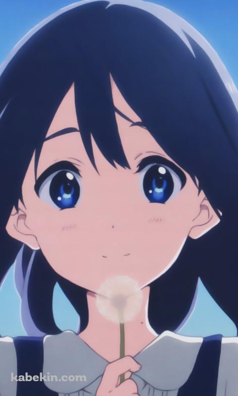 タンポポの綿毛を持つ可愛い北白川たまこ / たまこまーけっとのAndroidの壁紙(480px x 800px) スマホ用