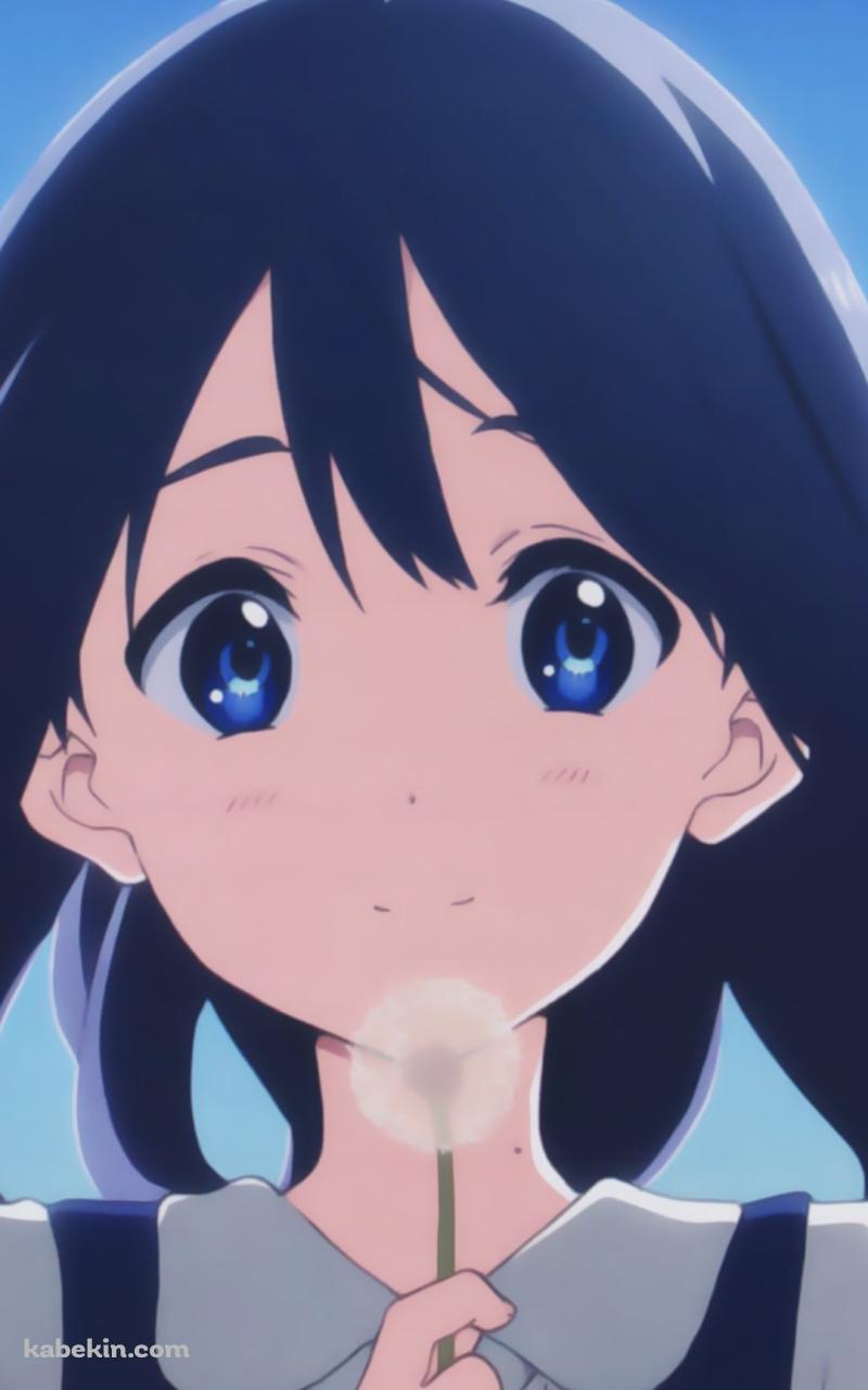 タンポポの綿毛を持つ可愛い北白川たまこ / たまこまーけっとのAndroidの壁紙(800px x 1280px) スマホ用