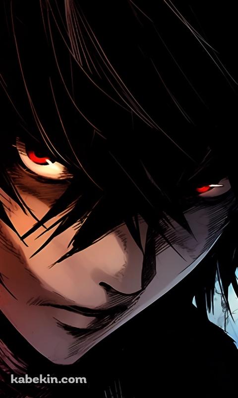 睨みをきかせるL / Death NoteのAndroidの壁紙(480px x 800px) スマホ用