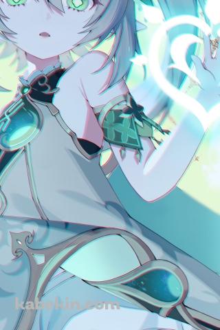 ハートに手をかざす可愛いナヒーダ / 原神のAndroidの壁紙(320px x 480px) スマホ用