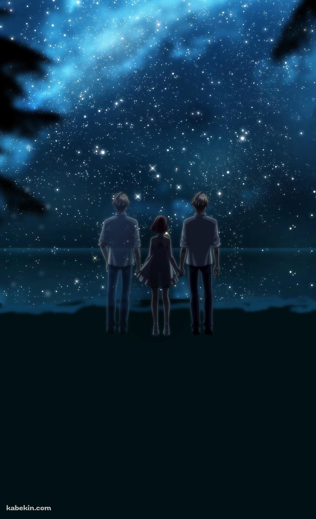 手をつないで星を見る七海春歌・四ノ宮那月・四ノ宮砂月 / うたの☆プリンスさまっのAndroidの壁紙(1080px x 1776px) スマホ用