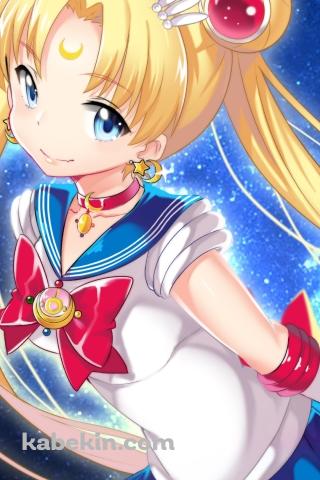 三日月とキラキラした月野うさぎ / 美少女戦士セーラームーンのAndroidの壁紙(320px x 480px) スマホ用