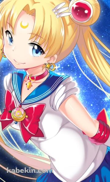 三日月とキラキラした月野うさぎ / 美少女戦士セーラームーンのAndroidの壁紙(360px x 592px) スマホ用