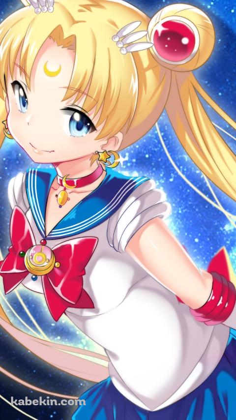 三日月とキラキラした月野うさぎ / 美少女戦士セーラームーンのAndroidの壁紙(480px x 854px) スマホ用
