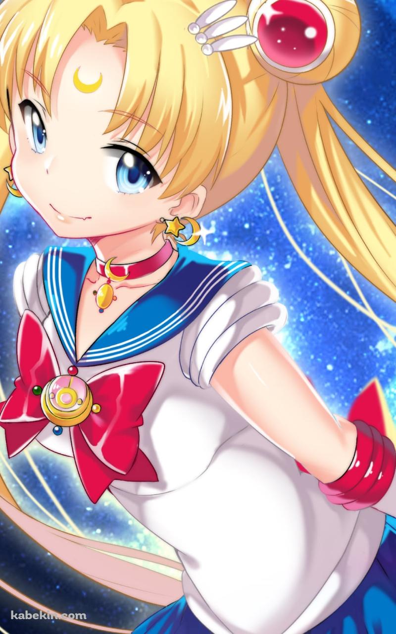 三日月とキラキラした月野うさぎ / 美少女戦士セーラームーンのAndroidの壁紙(800px x 1280px) スマホ用