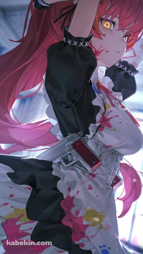 ペンキで汚れたメイド服を着る猫汰つな / ぶいすぽっ! / バーチャルYouTuberのAndroidの壁紙(480px x 854px) スマホ用