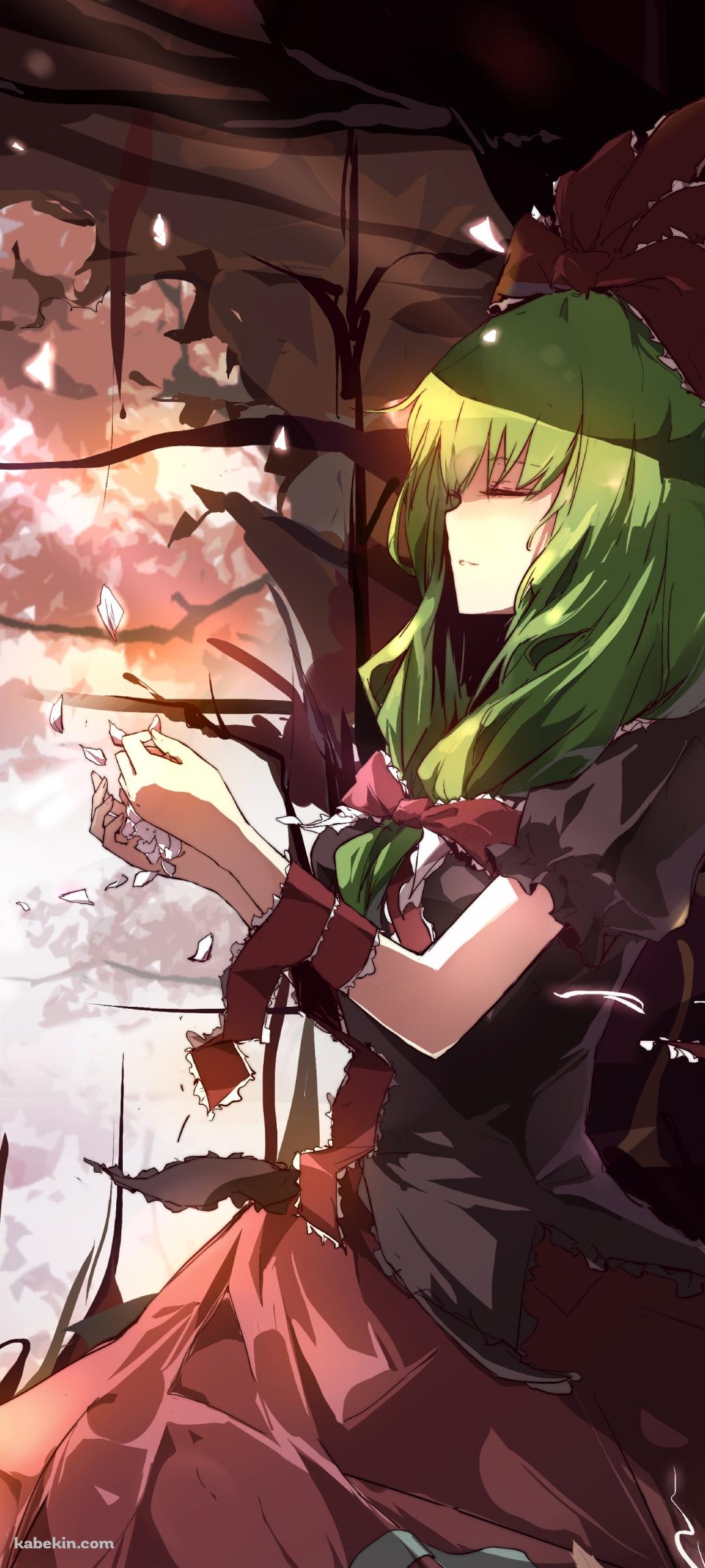 白い花びらに手をかざす鍵山雛 / 東方のAndroidの壁紙(1080px x 2400px) スマホ用