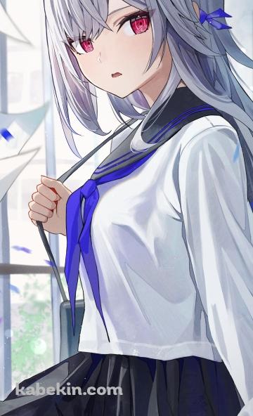 制服姿の赤い瞳のスカーク / 原神のAndroidの壁紙(360px x 592px) スマホ用