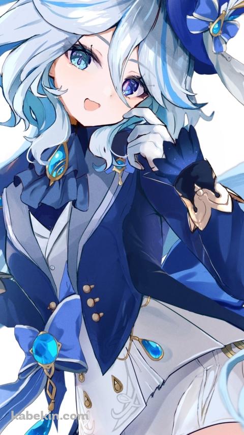 頬に手をあて笑顔のフリーナ / 原神のAndroidの壁紙(480px x 854px) スマホ用