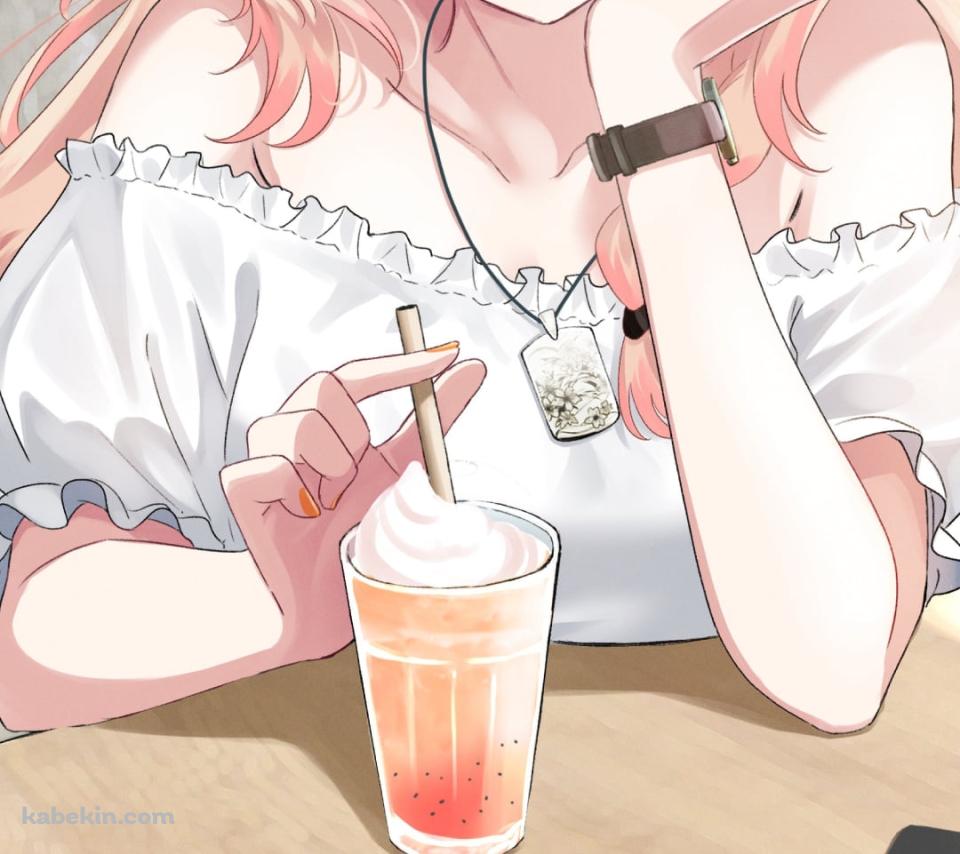 オレンジのフロートを飲む夏橘つばめ / バーチャルYouTuberのAndroidの壁紙(960px x 854px) スマホ用