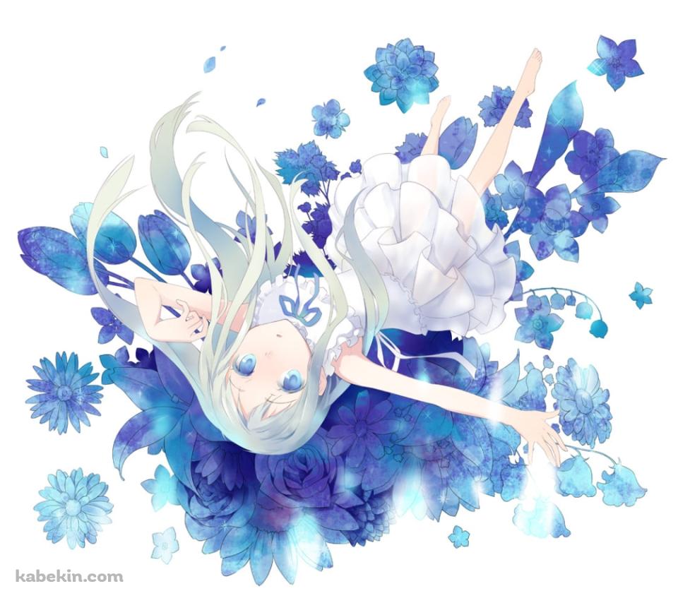 青い花と逆さまの本間芽衣子 / あの日見た花の名前を僕達はまだ知らない。  / あの花のAndroidの壁紙(960px x 854px) スマホ用