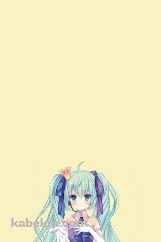 紫と青のドレスを着たツインテールの初音ミク / ボーカロイドのAndroidの壁紙(320px x 480px) スマホ用