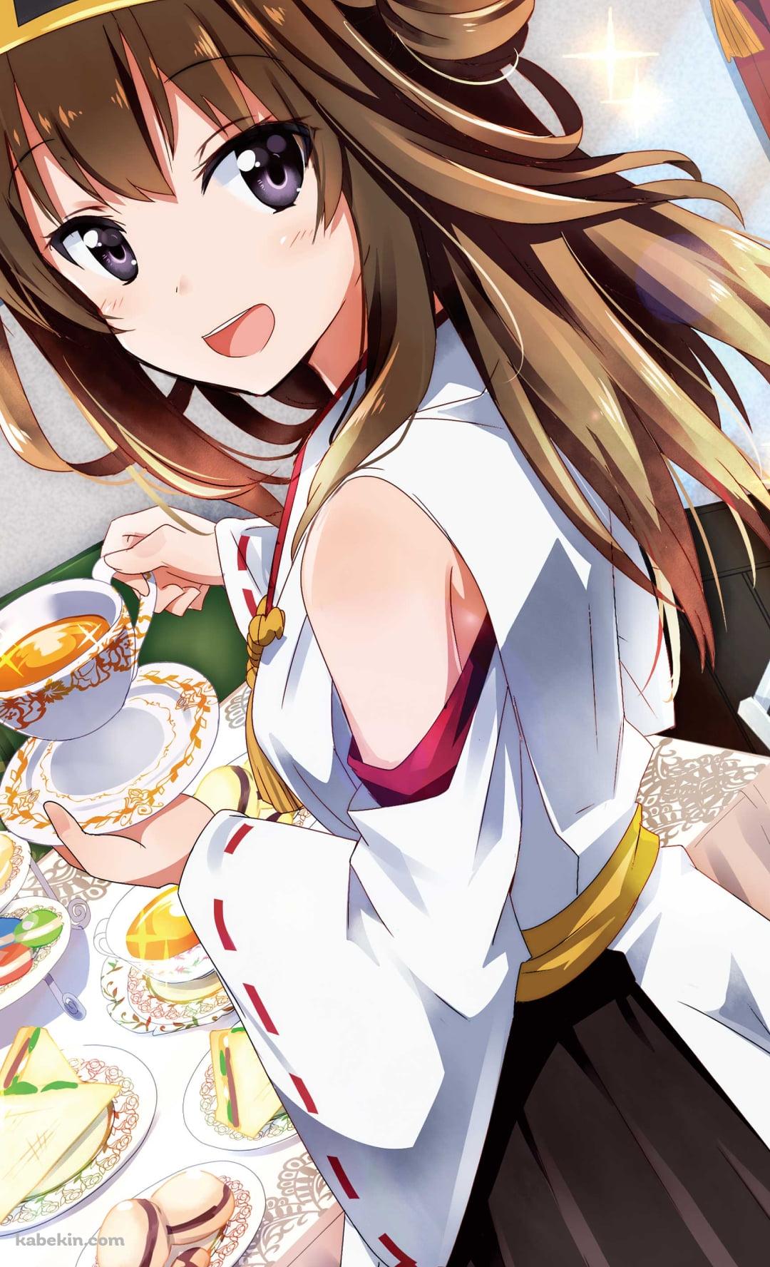 ティーカップを持つ金剛 / 艦隊これくしょんのAndroidの壁紙(1080px x 1776px) スマホ用