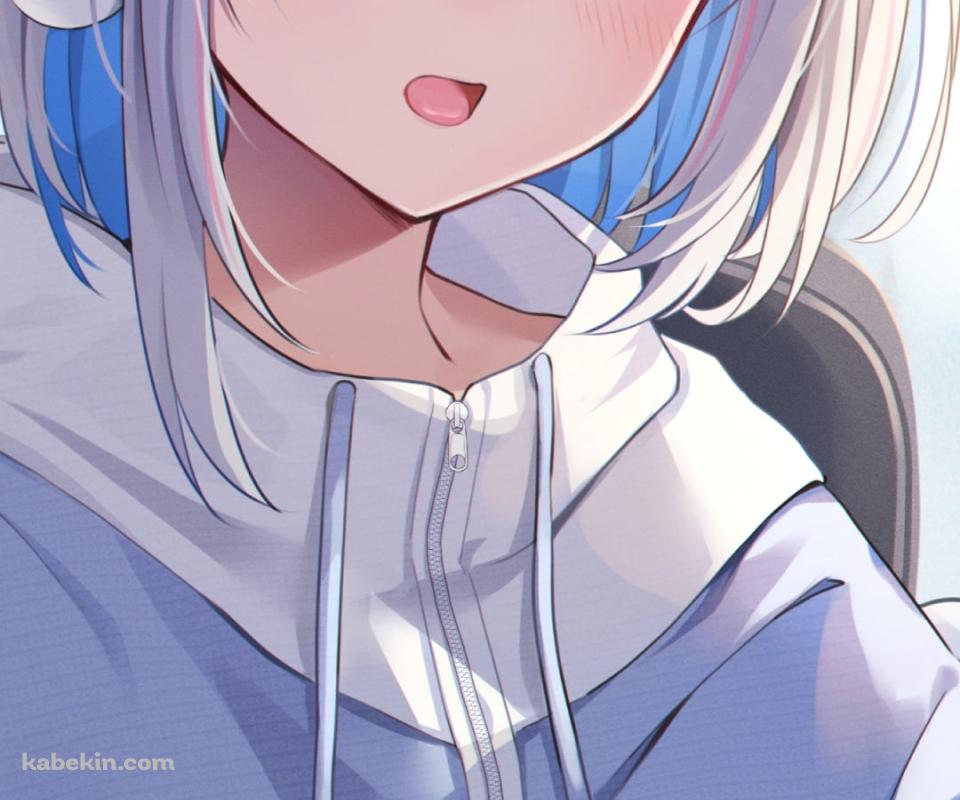ヘッドフォンをつけた紫の瞳の可愛い天音かなた / ホロライブ / バーチャルYouTuber / VtuberのAndroidの壁紙(960px x 800px) スマホ用