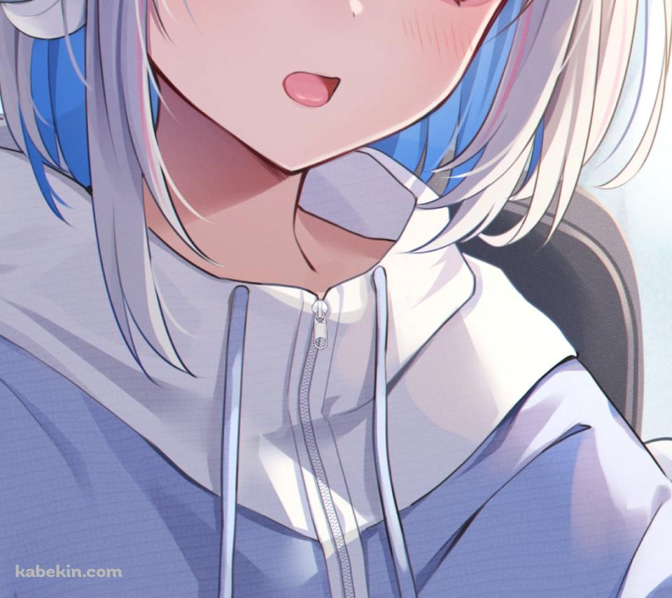 ヘッドフォンをつけた紫の瞳の可愛い天音かなた / ホロライブ / バーチャルYouTuber / VtuberのAndroidの壁紙(960px x 854px) スマホ用