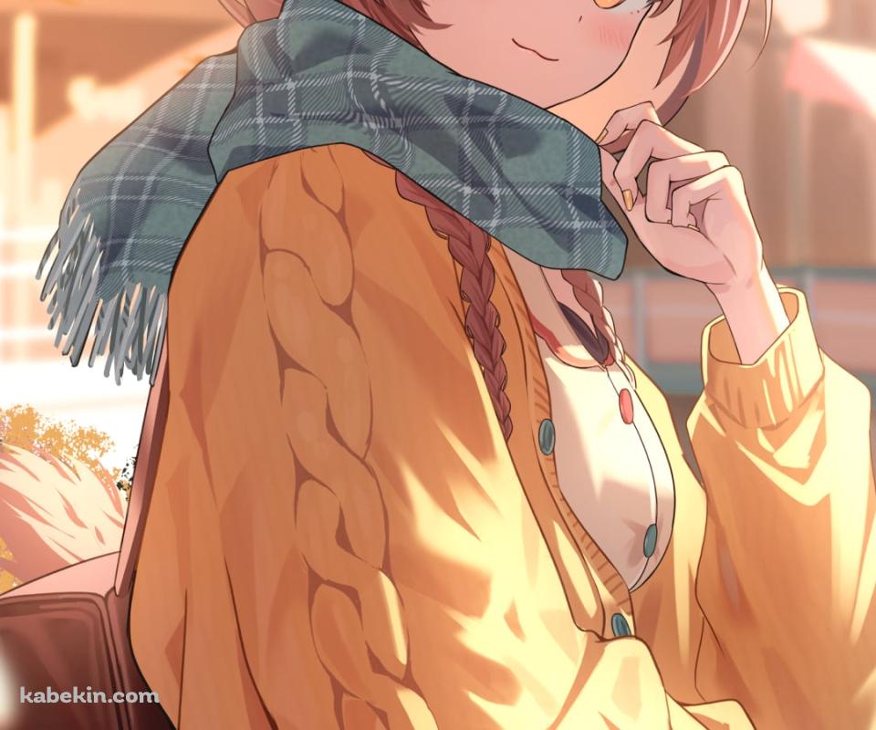 紅葉とマフラーを巻いた戌神ころね / ホロライブ / バーチャルYouTuber / VtuberのAndroidの壁紙(960px x 800px) スマホ用