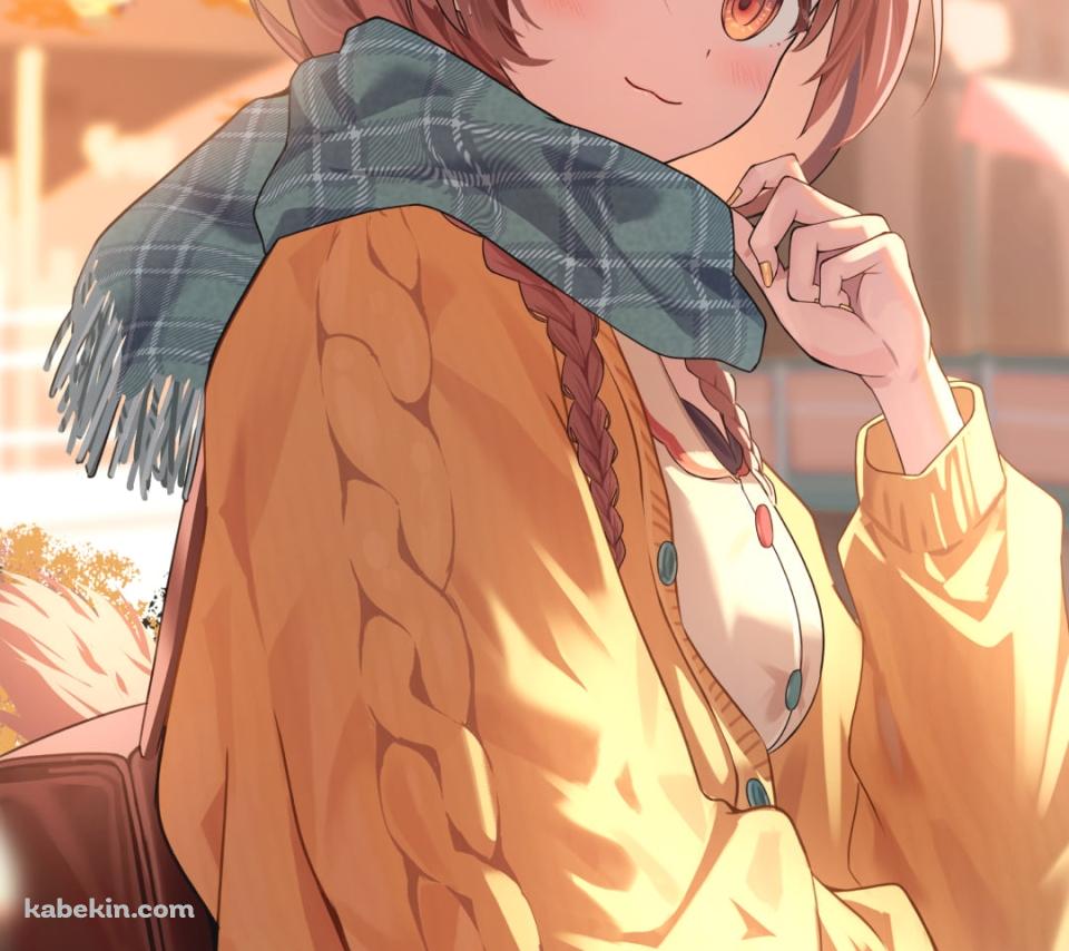 紅葉とマフラーを巻いた戌神ころね / ホロライブ / バーチャルYouTuber / VtuberのAndroidの壁紙(960px x 854px) スマホ用