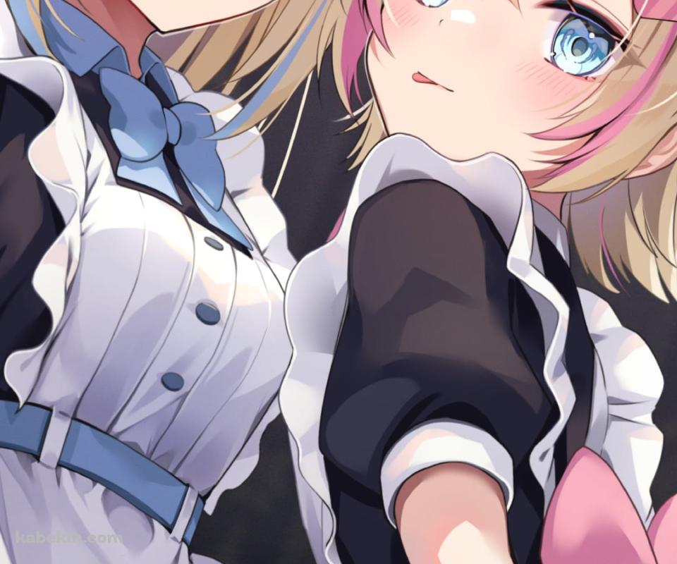 メイド姿の可愛いフワワ・アビスガード・モココ・アビスガード / ホロライブ / バーチャルYouTuber / VtuberのAndroidの壁紙(960px x 800px) スマホ用
