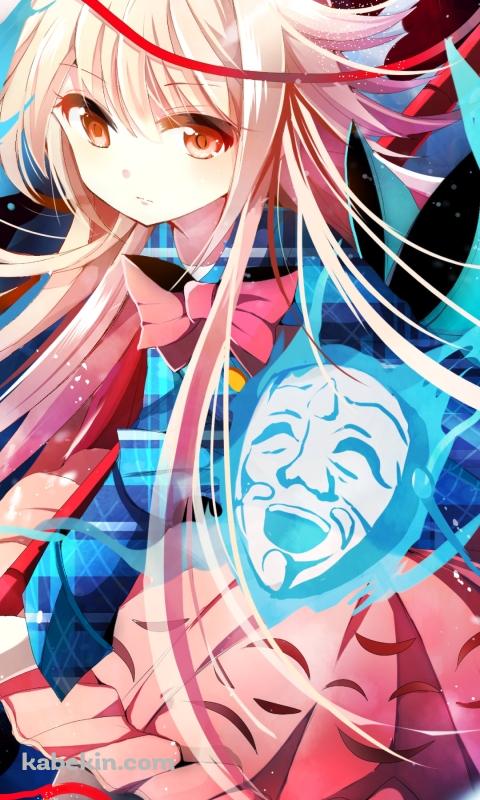 笑うお面と秦こころ / 東方のAndroidの壁紙(480px x 800px) スマホ用