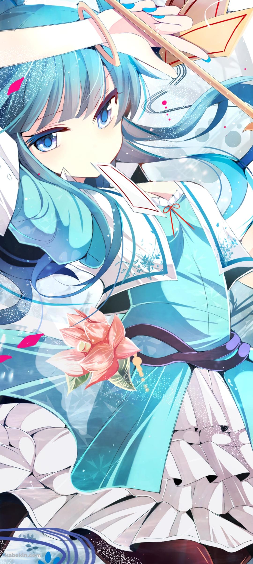 お札を咥える霍青娥 / 東方のAndroidの壁紙(1080px x 2400px) スマホ用