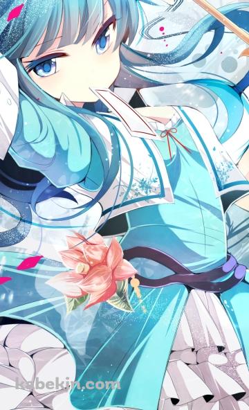 お札を咥える霍青娥 / 東方のAndroidの壁紙(360px x 592px) スマホ用