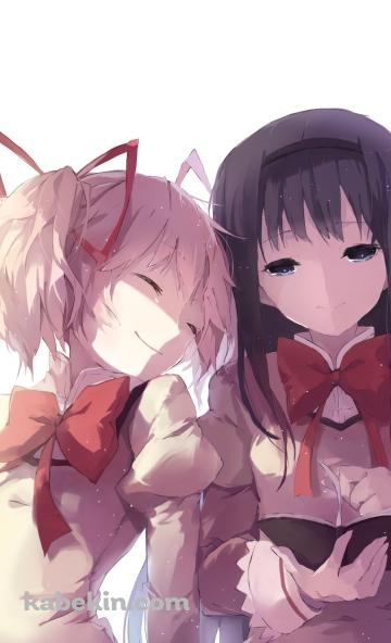本を読む暁美ほむらと微笑む鹿目まどか / 魔法少女まどか☆マギカのAndroidの壁紙(360px x 592px) スマホ用