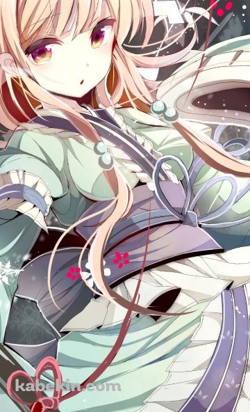 薄い緑の着物を着た西行寺幽々子 / 東方のAndroidの壁紙(360px x 592px) スマホ用