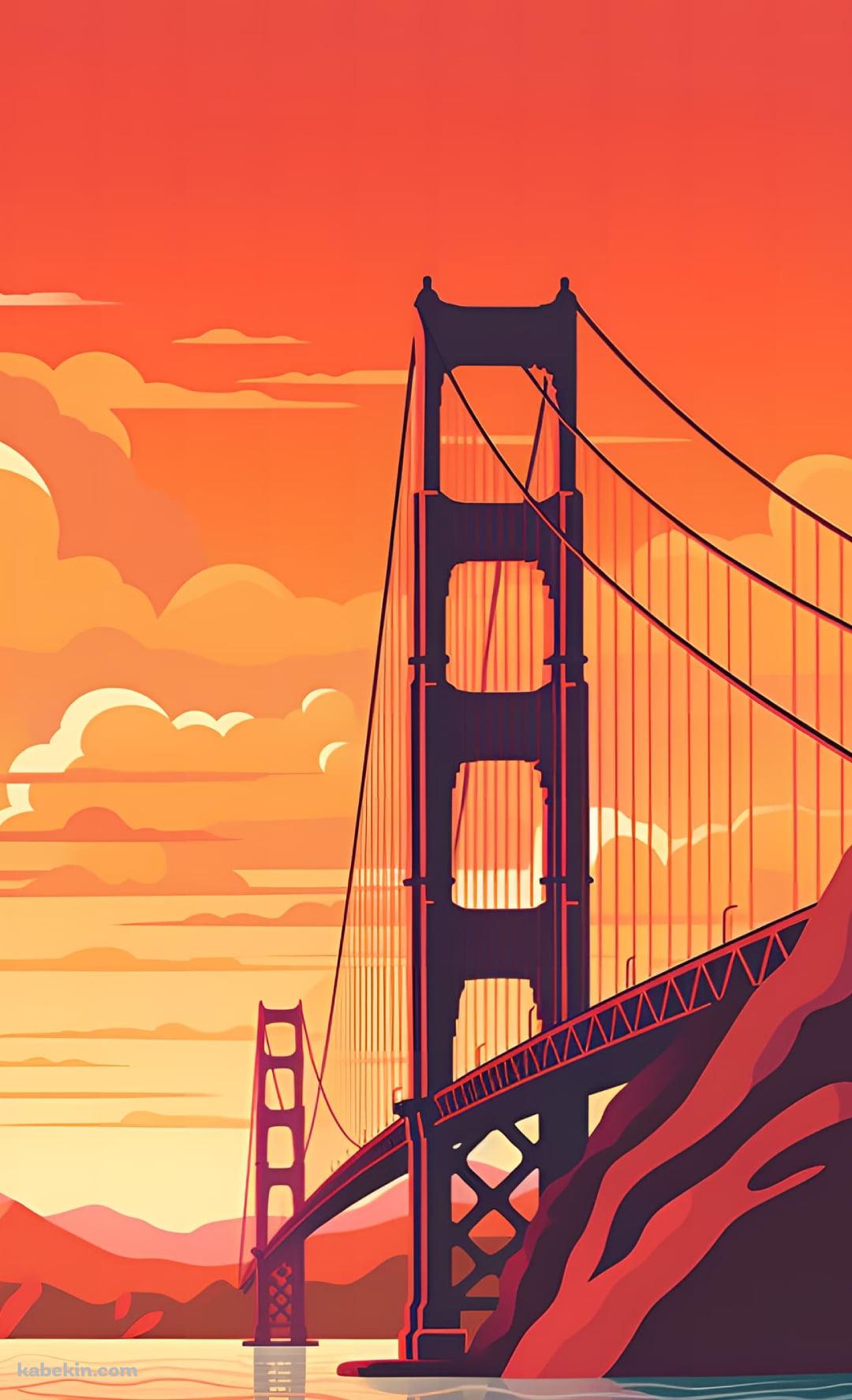 海を架ける赤い大きな橋 / 夕暮れのAndroidの壁紙(1080px x 1776px) スマホ用