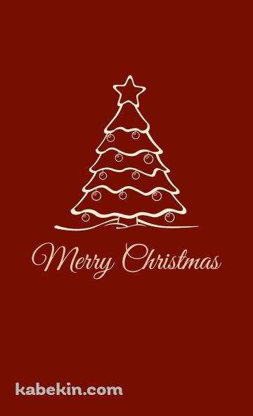 クリスマスツリーのイラスト / 赤い背景 / Merry ChristmasのAndroidの壁紙(360px x 592px) スマホ用