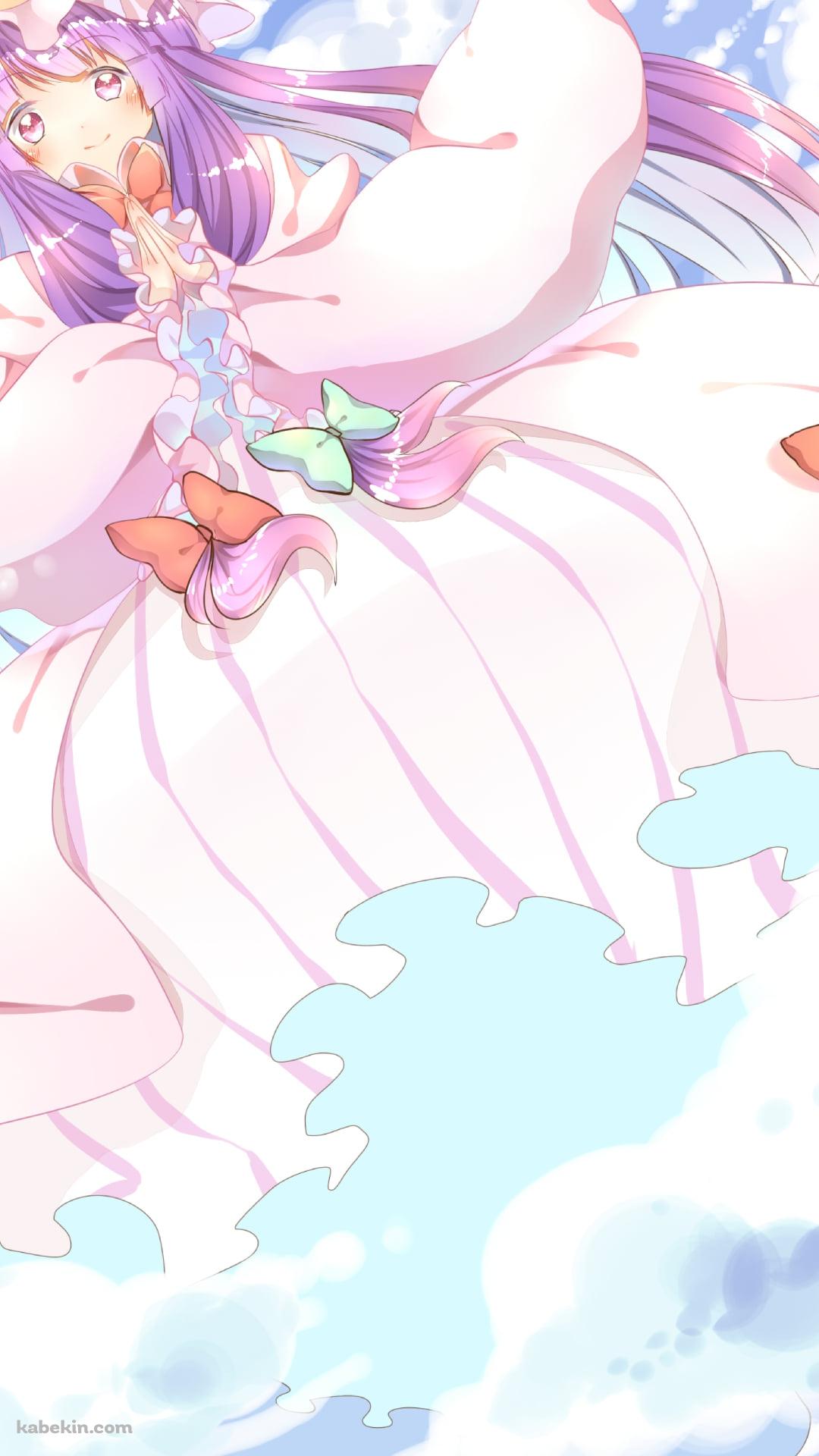 空中で手を合わせるパチュリー・ノーレッジ / 東方のAndroidの壁紙(1080px x 1920px) スマホ用