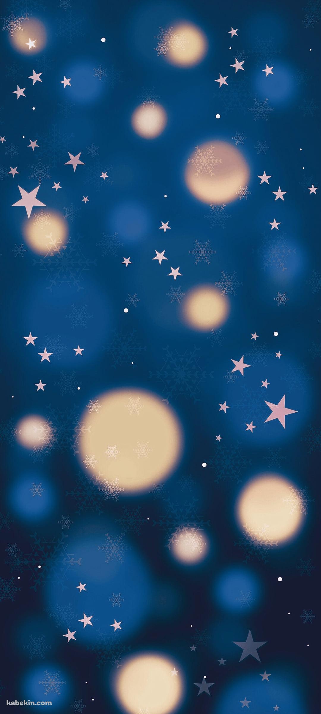 青いクリスマス / 星 / 氷の結晶 / ランプの光 / 綺麗のAndroidの壁紙(1080px x 2400px) スマホ用