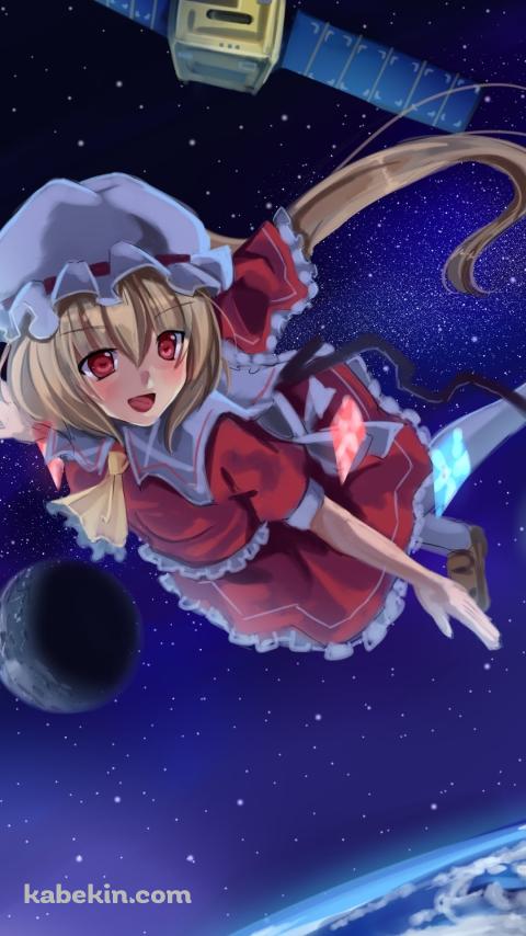 宇宙を飛ぶフランドール・スカーレット / 東方のAndroidの壁紙(480px x 854px) スマホ用