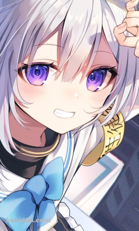 手をかざして空を見上げる天音かなた / ホロライブ / バーチャルYouTuber / VtuberのAndroidの壁紙(480px x 800px) スマホ用