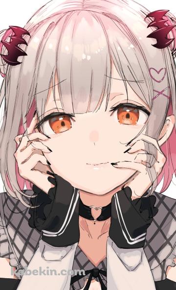 頬杖をつく周防パトラ / バーチャルYouTuberのAndroidの壁紙(360px x 592px) スマホ用