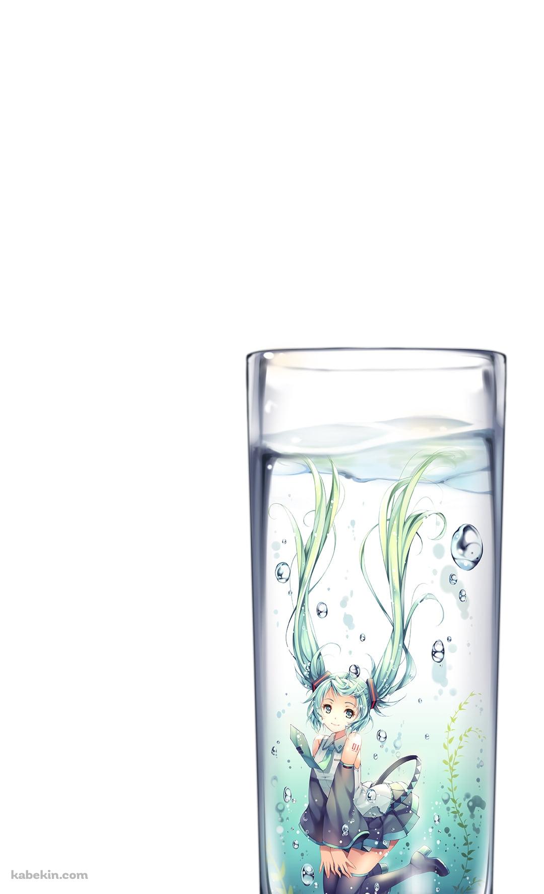 コップに入った可愛い初音ミク / 巻きあがるツインテール / ボカロのAndroidの壁紙(1080px x 1776px) スマホ用