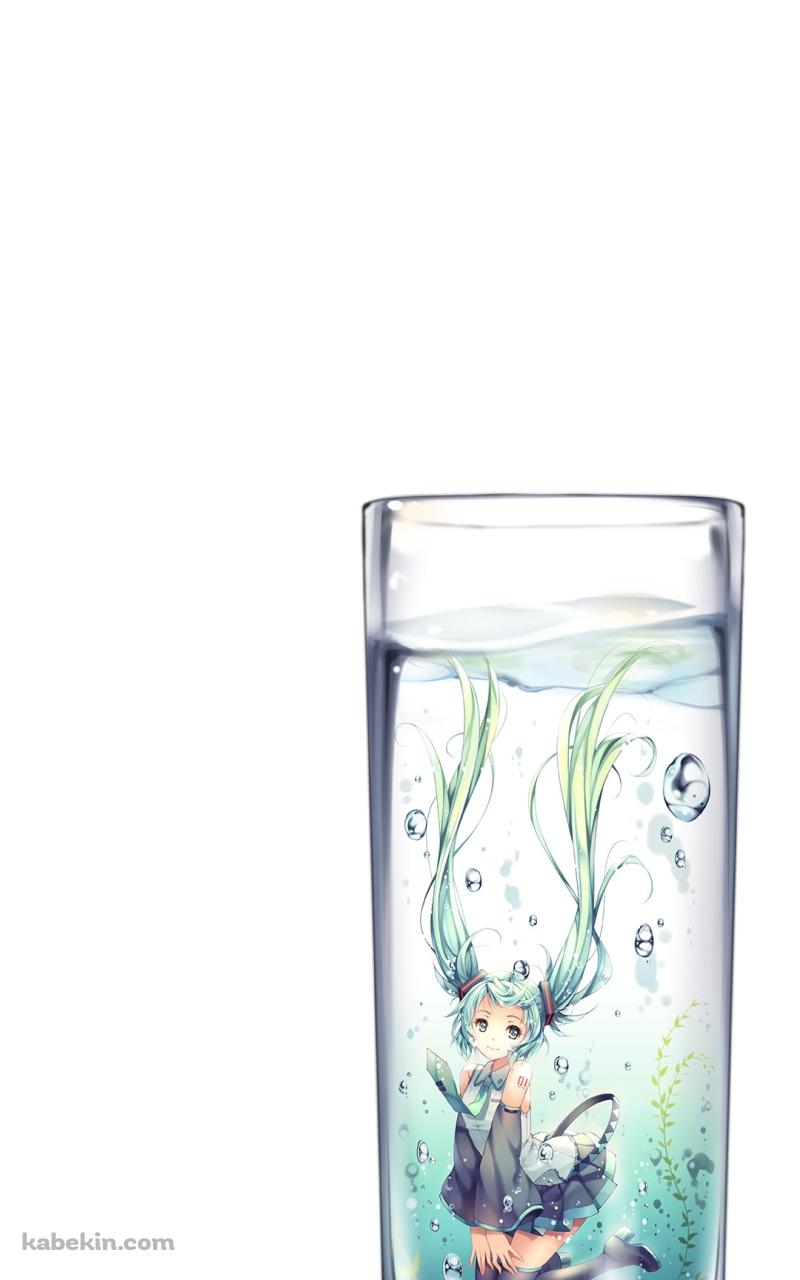 コップに入った可愛い初音ミク / 巻きあがるツインテール / ボカロのAndroidの壁紙(800px x 1280px) スマホ用