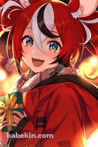 クリスマスプレゼントを持つハコス・ベールズ / ホロライブ / バーチャルYouTuber / VtuberのAndroidの壁紙(320px x 480px) スマホ用