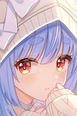兎耳のフードを被った可愛い兎田ぺこら / ホロライブ / バーチャルYouTuber / VtuberのAndroidの壁紙(320px x 480px) スマホ用