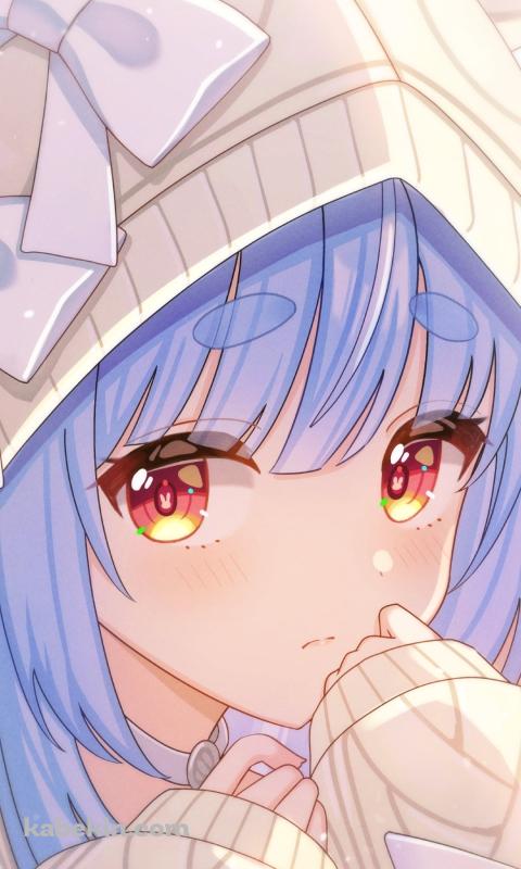 兎耳のフードを被った可愛い兎田ぺこら / ホロライブ / バーチャルYouTuber / VtuberのAndroidの壁紙(480px x 800px) スマホ用