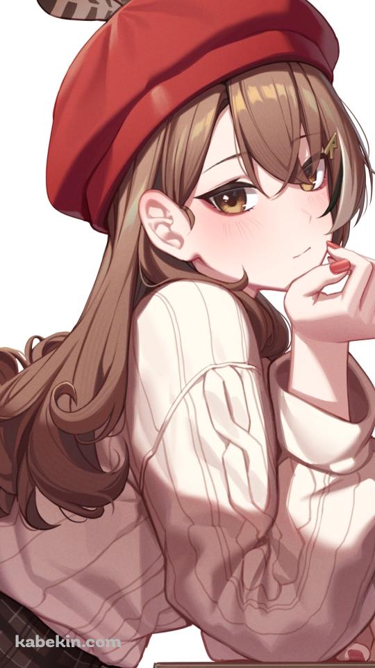 赤いベレー帽を被った可愛い七詩ムメイ / ホロライブ / バーチャルYouTuber / VtuberのAndroidの壁紙(540px x 960px) スマホ用