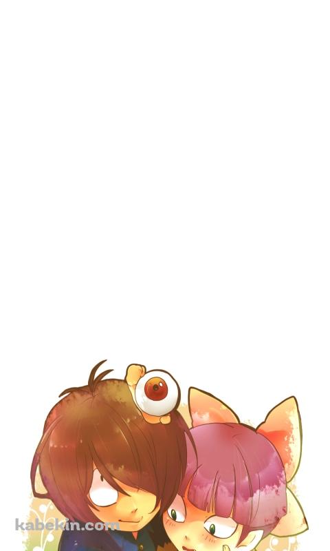 猫娘と抱き合う鬼太郎 / 目玉おやじ / ゲゲゲの鬼太郎のAndroidの壁紙(480px x 800px) スマホ用