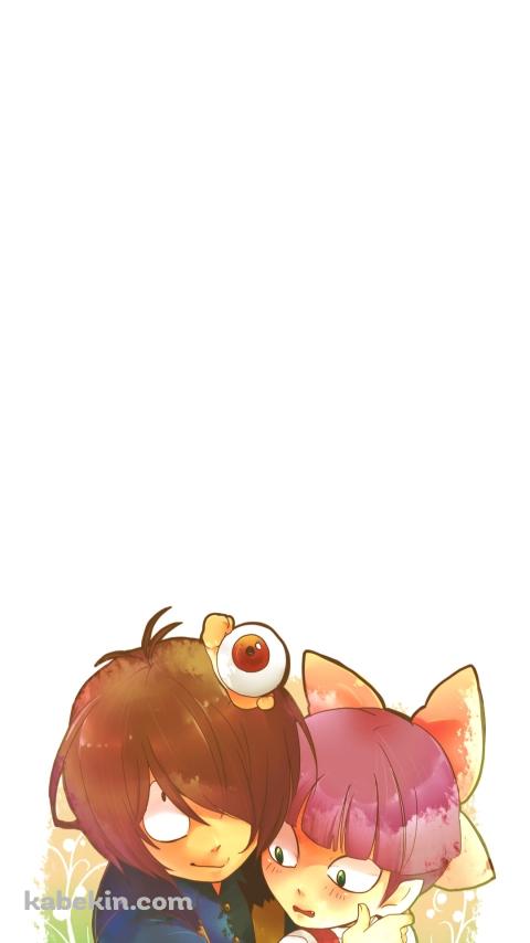 猫娘と抱き合う鬼太郎 / 目玉おやじ / ゲゲゲの鬼太郎のAndroidの壁紙(480px x 854px) スマホ用