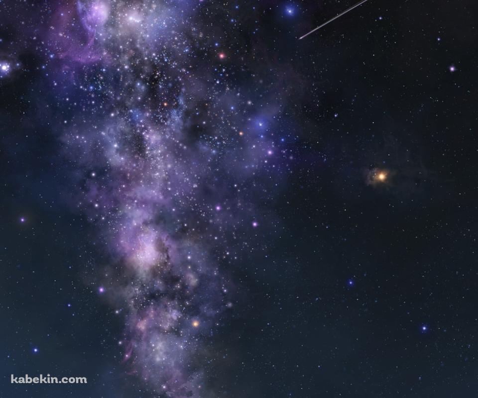 湖に映る紫の宇宙 / 星を眺めるカップルのAndroidの壁紙(960px x 800px) スマホ用