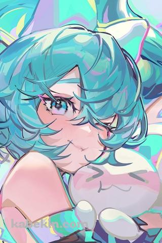 シナモロールを抱くシナミク / 初音ミク / サンリオ / ボカロのAndroidの壁紙(320px x 480px) スマホ用