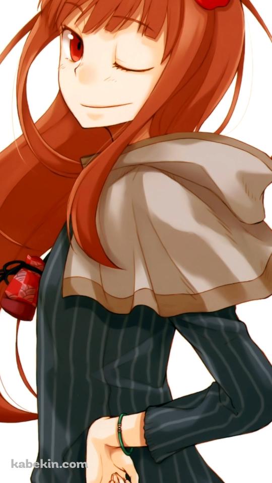 腰に手をあてウィンクするホロ / 狼と香辛料のAndroidの壁紙(540px x 960px) スマホ用