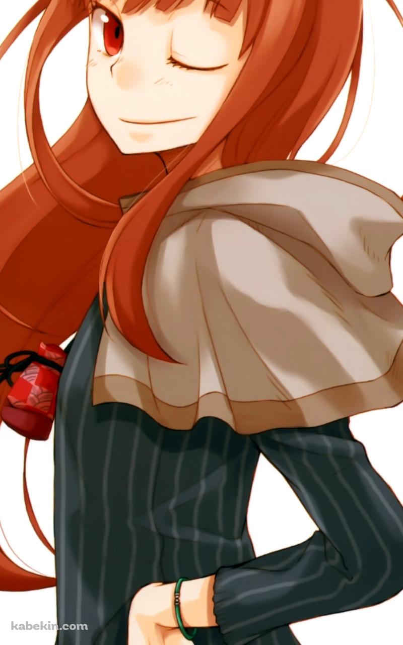 腰に手をあてウィンクするホロ / 狼と香辛料のAndroidの壁紙(800px x 1280px) スマホ用