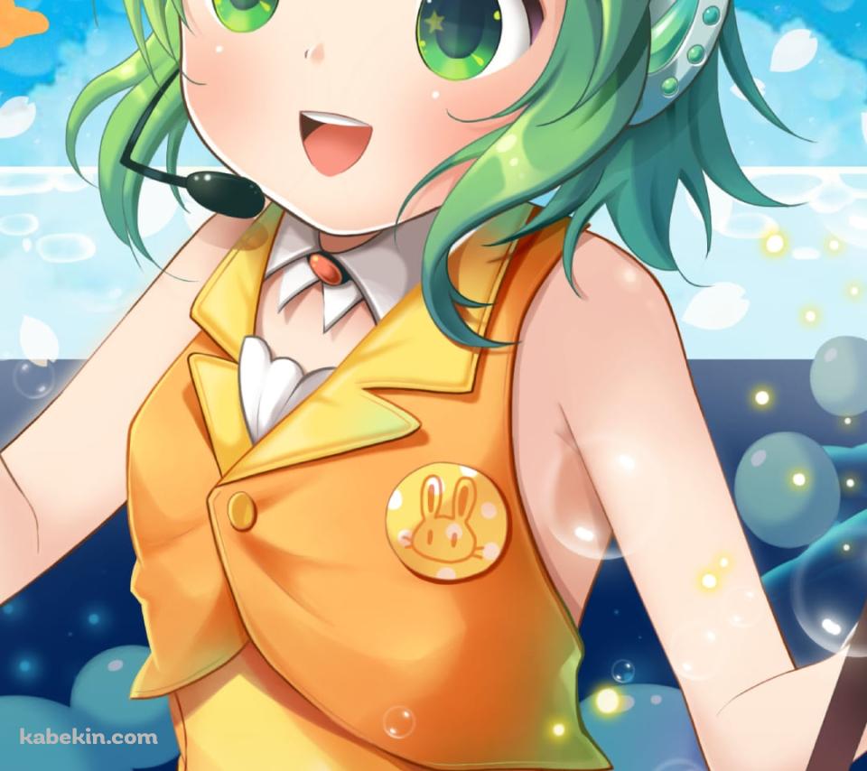 気泡とマイクを付けたGUMI / ボカロのAndroidの壁紙(960px x 854px) スマホ用