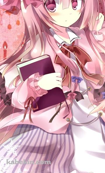 ピンクの服を着たパチュリー・ノーレッジ / 東方のAndroidの壁紙(360px x 592px) スマホ用
