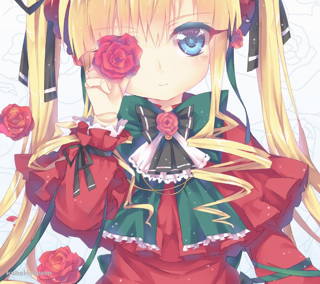 赤い薔薇を持つ真紅 / ローゼンメイデンのAndroidの壁紙(1080px x 960px) スマホ用