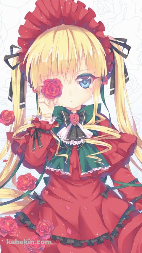 赤い薔薇を持つ真紅 / ローゼンメイデンのAndroidの壁紙(480px x 854px) スマホ用